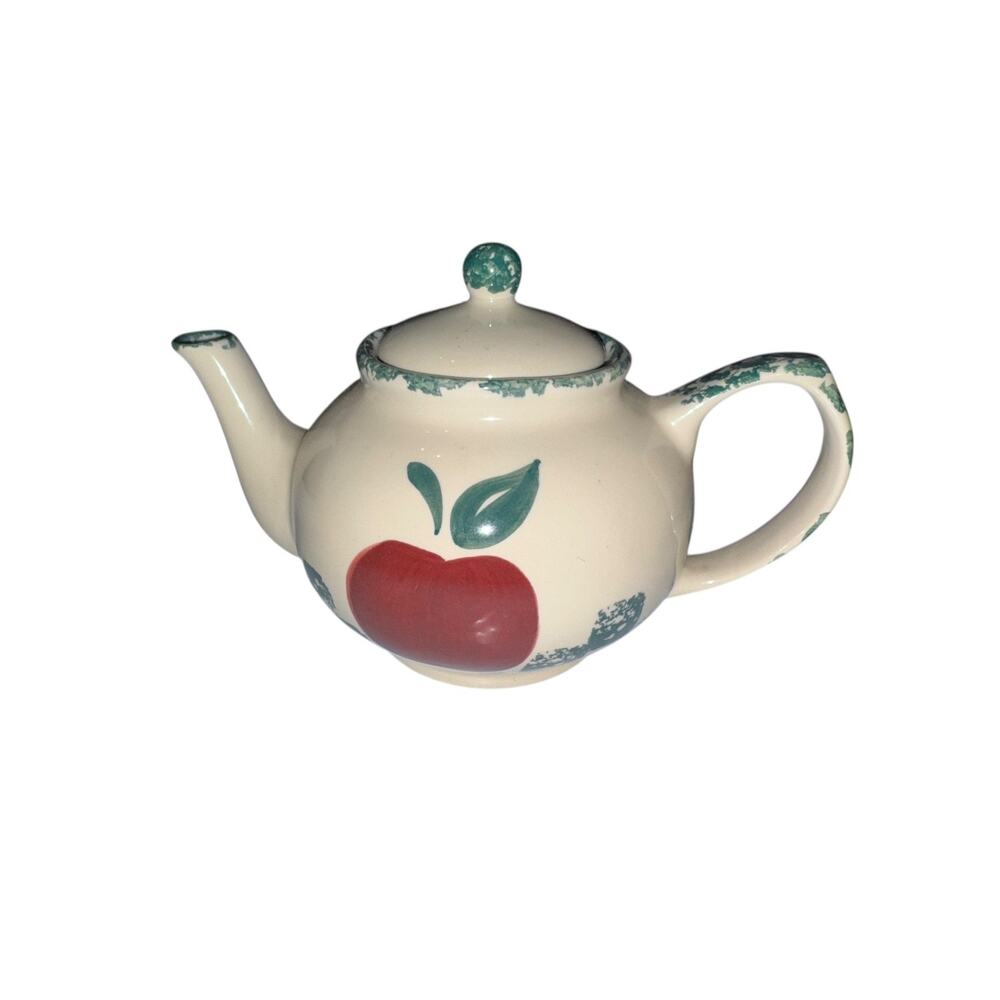 Vintage YesterYears Apple Teapot Marshall TX Studio Pottery Signed USA Folk Art‎